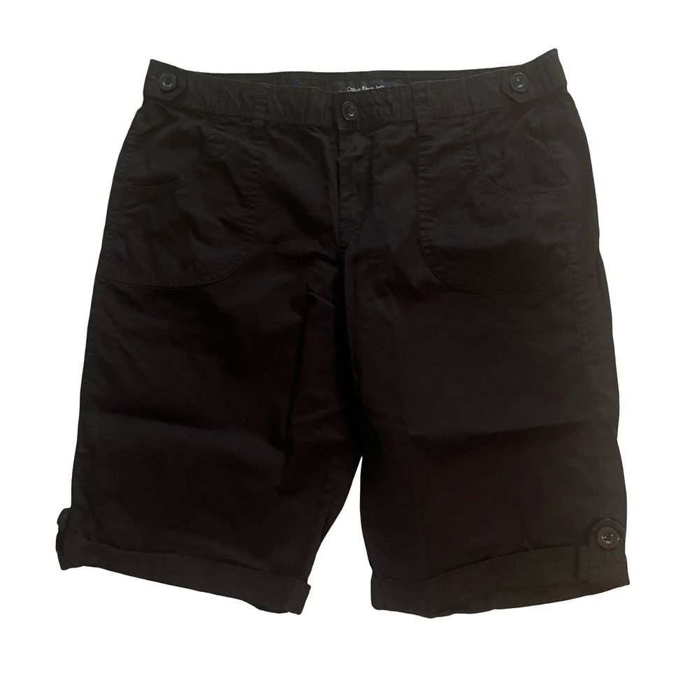Calvin Klein Jeans Women's Size 10 Black Bermuda Cargo Shorts 98% Cotton Pockets